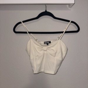 NOW White/Cream Crop Tank Top (S)